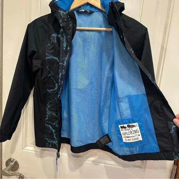 The North Face Dry Vent Boys Windbreaker Blue Lightning Hooded Raincoat S 7/8 - Picture 6 of 16